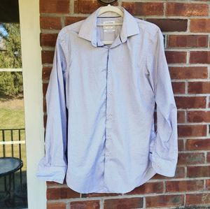 T. M. Lewin Fitted Red & Blue Pattern Dress Shirt Button Down 15 × 33